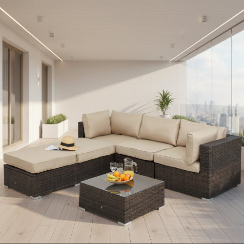 Lisbon 5 Seater Rattan Corner Sofa Set. @HOG - Home Office Garden Online Marketplace