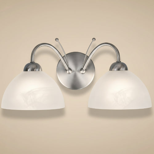 Milanese 2 Light Wall Light - Satin Silver & Alabaster Glass. @HOG - Home Office Garden Online Marketplace
