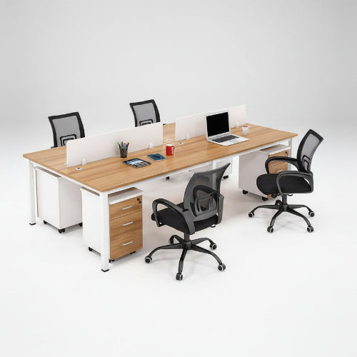 Modern 4 Person Workstation - Beech @HOG - Home Office Garden Online Marketplace