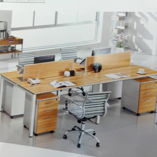 Modern 4 Person Workstation - Beech @HOG - Home Office Garden Online Marketplace