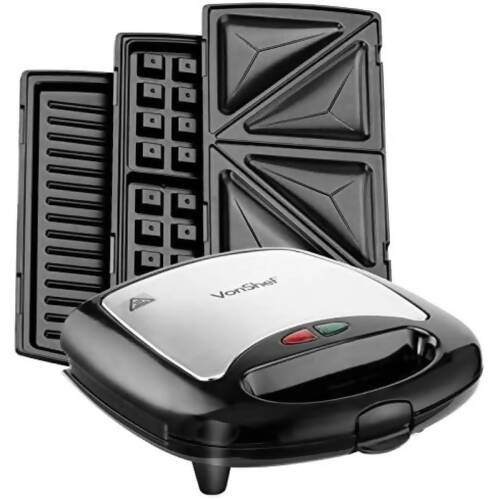 VonShef Vonshef 3-in-1 Sandwich Toaster, Waffle Maker & Grill