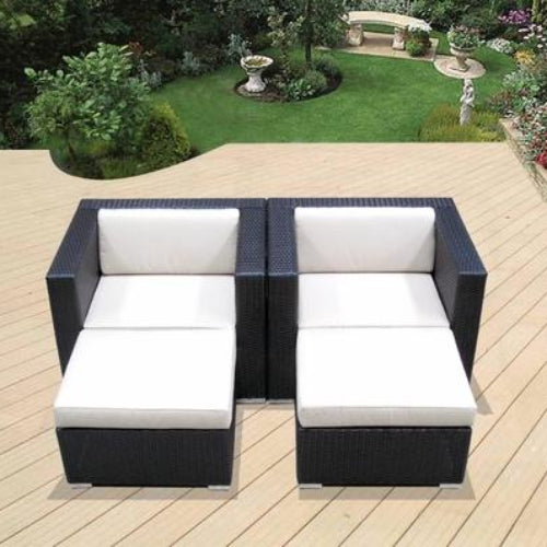 Outdoor Patio Wicker Furniture - Club Chairs with Ottoman - Set of Two. @HOG - Home Office Garden Online Marketplace