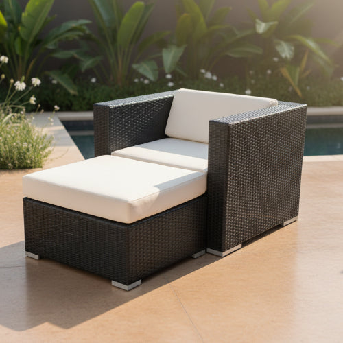 Outdoor Patio Wicker/Rattan Furniture - Club Chair with Ottoman. @HOG - Home Office Garden Online Marketplace