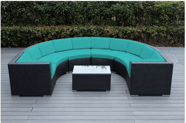 Outdoor Patio Wicker/Rattan Furniture 7-Piece Curved Seating Set. @HOG - Home Office Garden Online Marketplace
