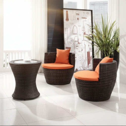 Outsunny 3-Piece Outdoor Stacking Rattan Patio Chair Set. @HOG - Home Office Garden Online Marketplace