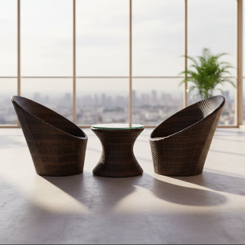 Oval 3-Piece Outdoor Rattan Patio Chair Set. @HOG - Home Office Garden Online Marketplace