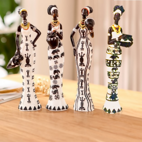 Retro African Woman Resin Statue