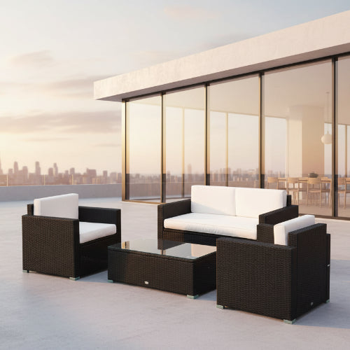 Rattan 4-Piece Cushioned Patio Furniture Set. @HOG - Home Office Garden Online Marketplace