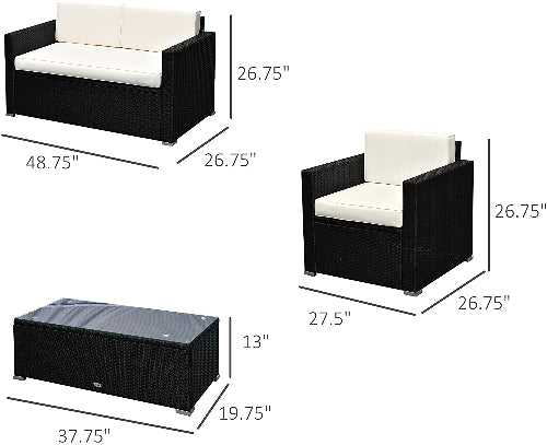 Rattan 4-Piece Cushioned Patio Furniture Set. @HOG - Home Office Garden Online Marketplace