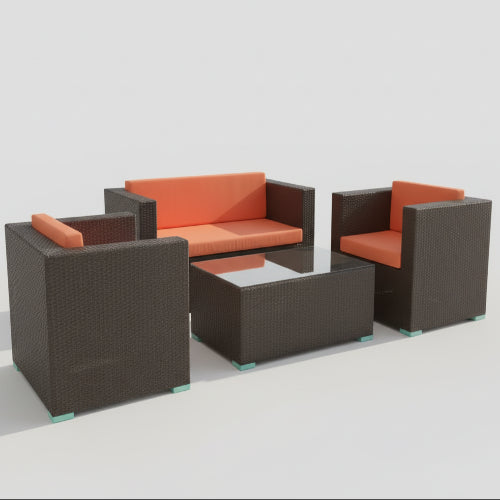 Rattan 5-Piece Cushioned Patio Furniture Set. @HOG - Home Office Garden Online Marketplace