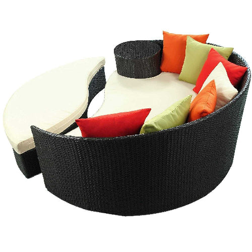 Rattan Curved Day Bed Sofa Footstool Brown. @HOG - Home Office Garden Online Marketplace