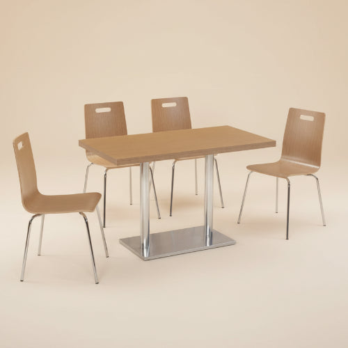 Rectangle Pedestal Café Table (36" W x 72" L) and Bentwood Café Stack 4 Chair Set. @HOG - Home Office Garden Online Marketplace