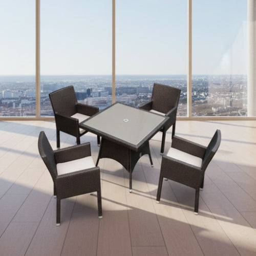 Rehau Rattan Brown 4 Seat Square Dining Set. @HOG - Home Office Garden Online Marketplace