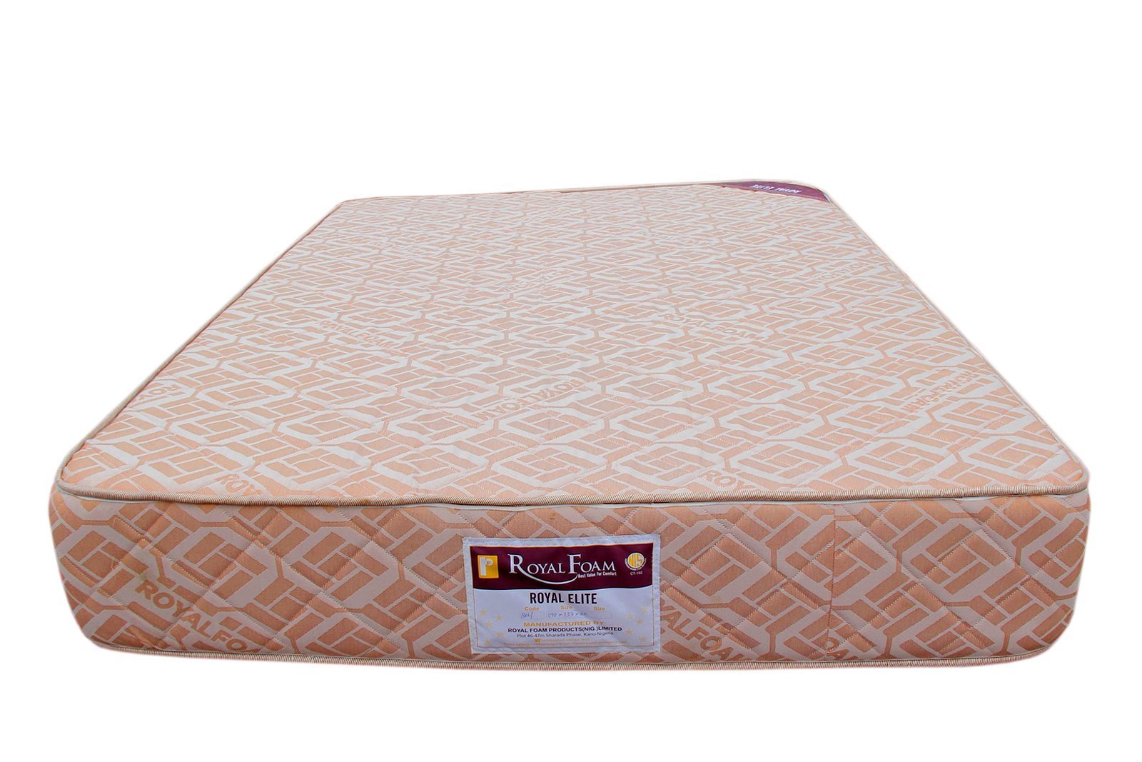 Royal Elite Semi Orthopedic - Jacquard - Fully Quilted 190X152X20CM(6ft x 5ft x 8inches)(Lagos Only) @HOG - Home Office Garden Online Marketplace