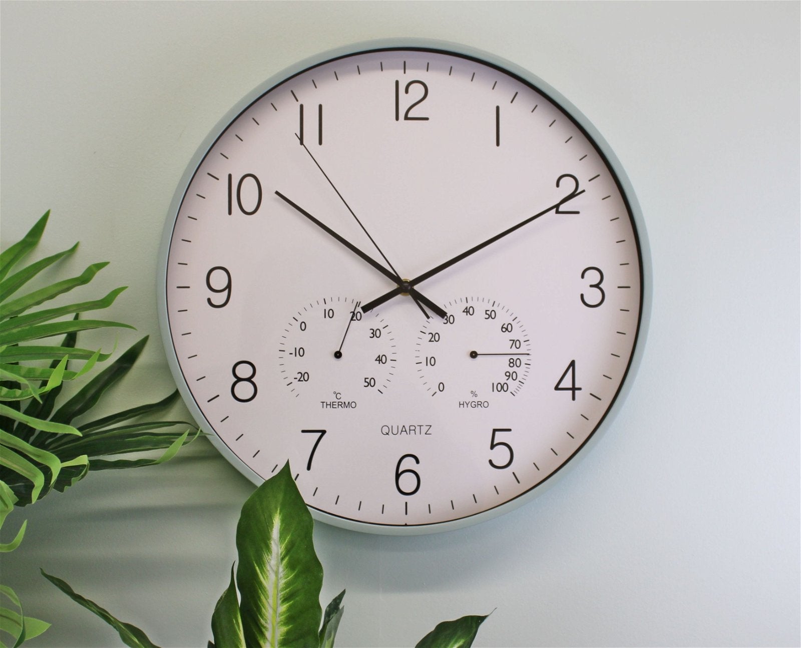 Large Green Wall Clock 40cm With Thermometer/Hygrometer Home Office Garden | HOG-HomeOfficeGarden | online marketplace