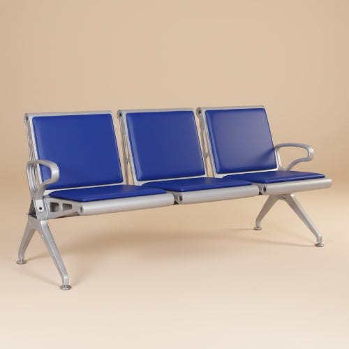 Stainless Steel Bench with Leather Cushion-Blue. @HOG - Home Office Garden Online Marketplace
