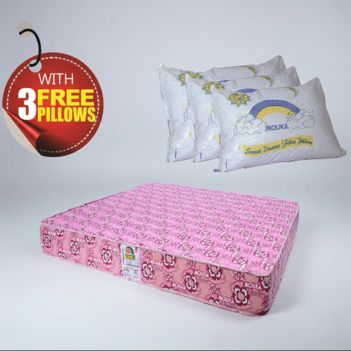 Super Flora - 758414 Mouka Mattress with 3 Pillows - L 6ft x W 7ft x H 14"(Lagos Only) @HOG - Home Office Garden Online Marketplace