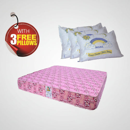 Super Flora - 758418 Mouka Mattress with 3 Pillows - L 6ft x W 7ft x H 18"(Lagos Only) @HOG - Home Office Garden Online Marketplace
