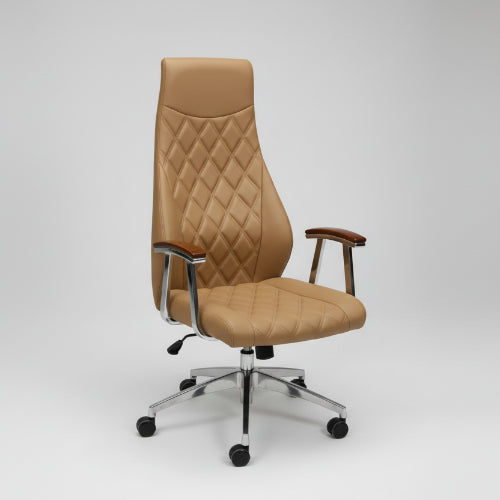 Tan Brown & Chrome High Back Executive Office Chair @HOG - Home Office Garden Online Marketplace