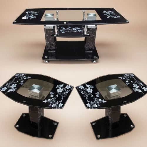 Tempered Glass Coffee Table + 2 Side Table. @HOG - Home Office Garden Online Marketplace