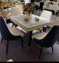 Marble Dining Set ( 4 chairs and square shape table) Home Office Garden | HOG-HomeOfficeGarden | online marketplace