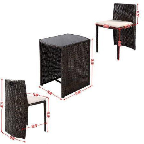Zimtown 3 PCS Cushioned Outdoor Rattan Patio Set. @HOG - Home Office Garden Online Marketplace
