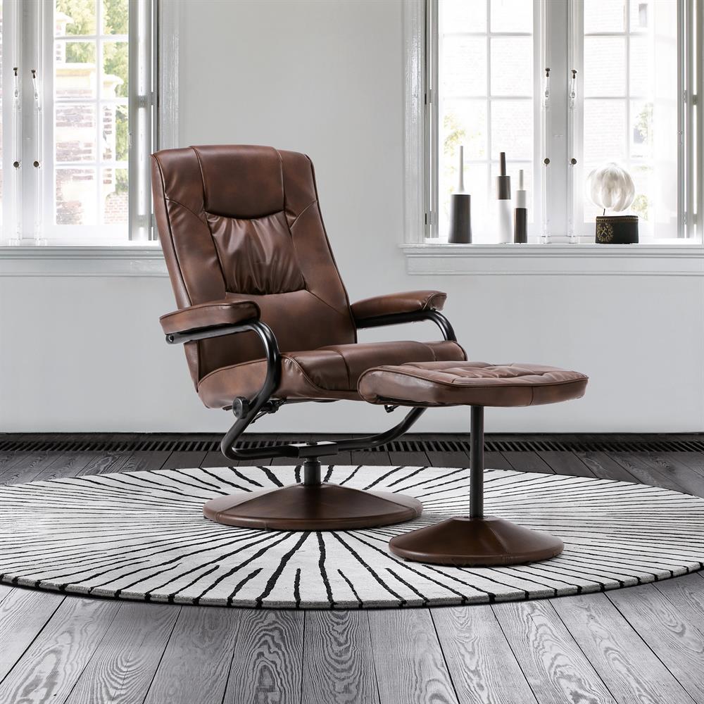 Birlea Memphis Swivel Chair & Footstool: Tan