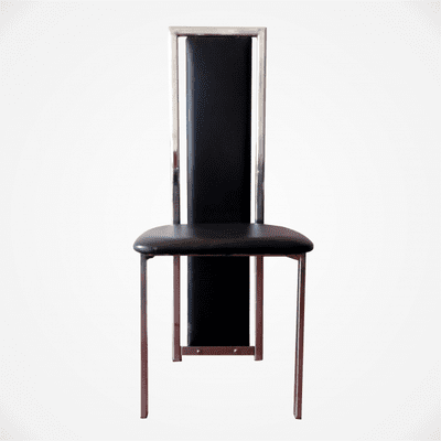 Black Leather Dining Chair With Chrome Stand