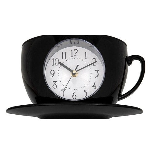 Black Tearoom Cup & Saucer Clock Wall Clock