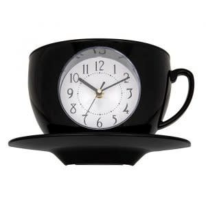 Black Tearoom Cup & Saucer Clock Wall Clock