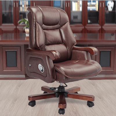 Brown Leather Recliner Office Chair