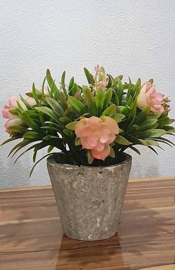 Aged Stone Style Indoor Ceramic Planter with flower | HOG-Home. Office. Garden online marketplace