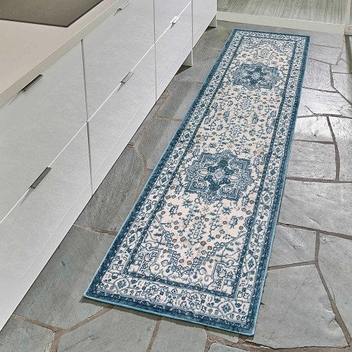 Centenno Collection Runner Herez Blue - 24in x 96in