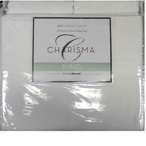 Charisma Cal King Sheet Set -Bright White -6-Piece