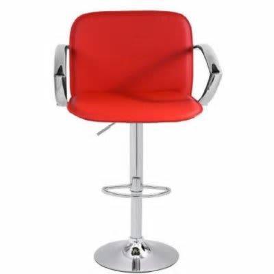 Chef Bar Stool With Chrome Arm Rest Red