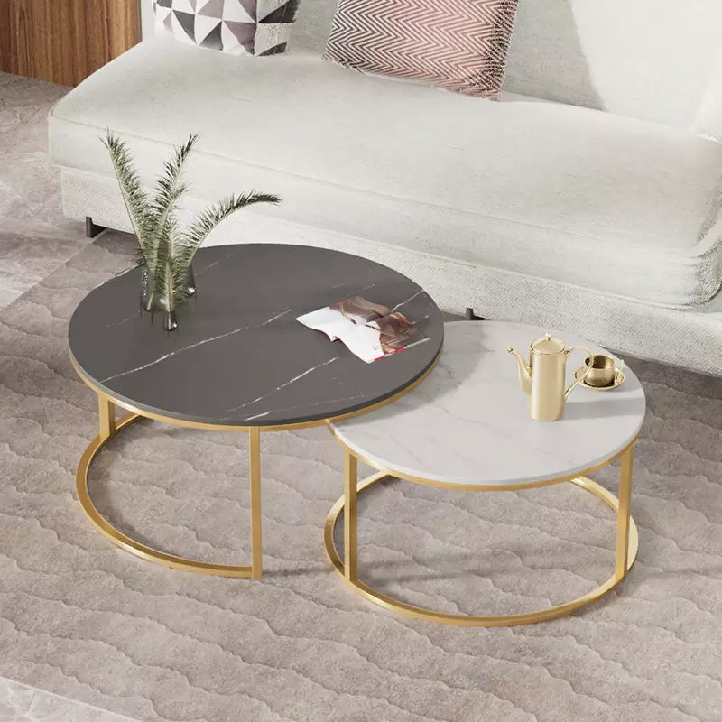2 Pcs Stacking Marble Coffee Table