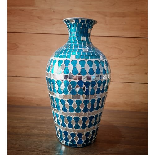 Colorful Ceramic And Carved Out Glass Vase 1