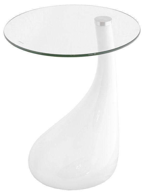 Contemporary Glass Coffee Side Table - White-B015