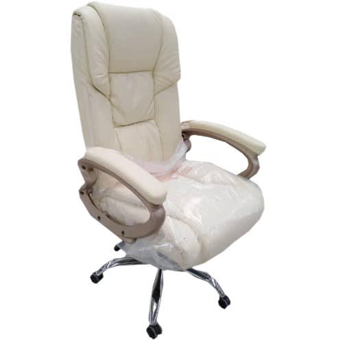 Cream White Pu Leather Executive office-7309