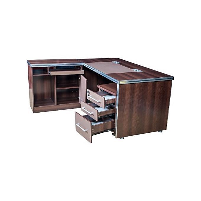 Dark Wood With Iron Steel Edge Band Executive Table-1.6m