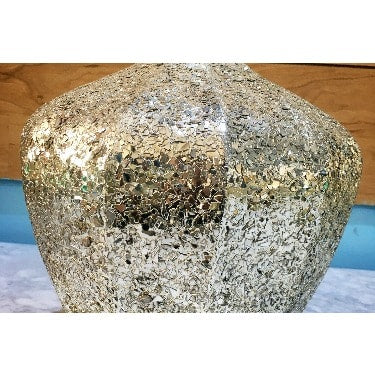 Decorshore Fired Gold Vase With Striped Crackled Glass Mosaic