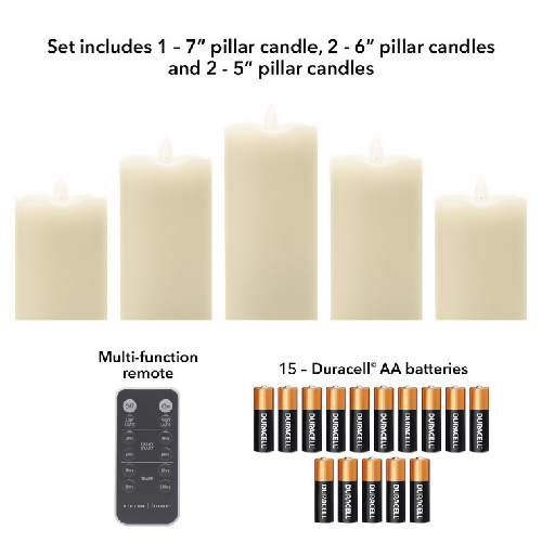 Sterno Home Pillar Led Candles With Moving Flame -5 Pack