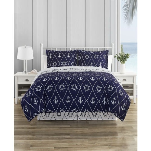 FiDEL Calking Anchors Away 8-piece Reversible King Comforter Set
