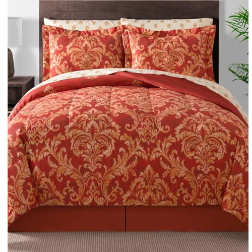 FiDEL Golden Damask 8-piece Reversible King Comforter Set