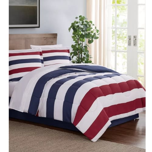 FiDEL Modern Stripe 8-piece California King Comforter Set