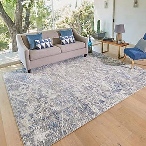 Gertmenian Brio Area Rugs - Madison Gray + Blue Ivory-6ft6” x 9ft