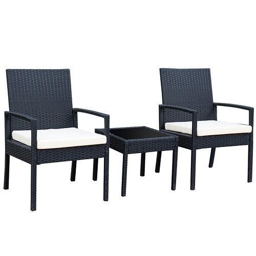 Goplus 3 PS Ita gbangba Rattan Patio Furniture Ṣeto