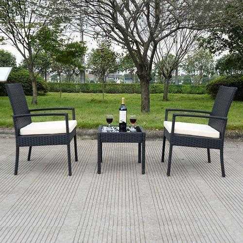 Goplus 3 PS Ita gbangba Rattan Patio Furniture Ṣeto