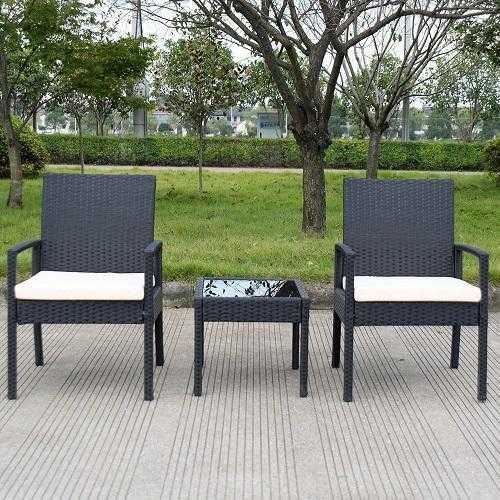 Goplus 3 PS Ita gbangba Rattan Patio Furniture Ṣeto