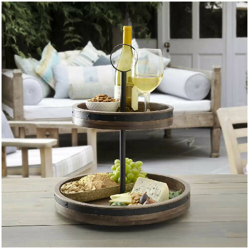Mikasa Gingko Mikasa 2-tier Lazy Susan Wood Tray Home, Office, Garden online marketplace